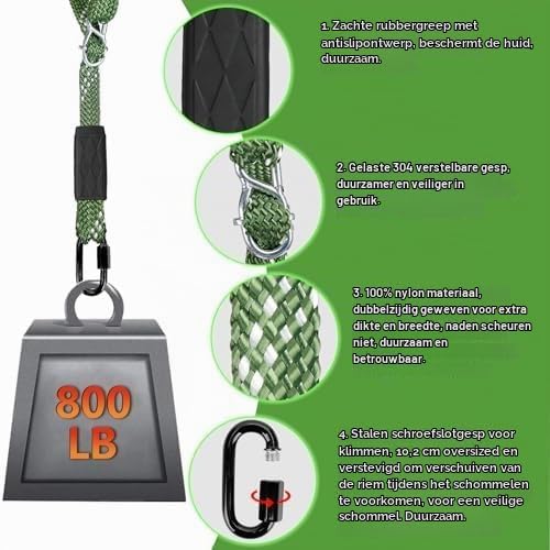 Verstelbare schommelband 101 cm met karabijnhaak tot 363 kg – ophangriem – schommel accessoires - happygetfit.com