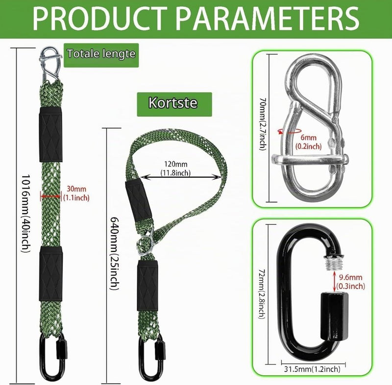 Load image into Gallery viewer, Verstelbare schommelband 101 cm met karabijnhaak tot 363 kg – ophangriem – schommel accessoires - happygetfit.com
