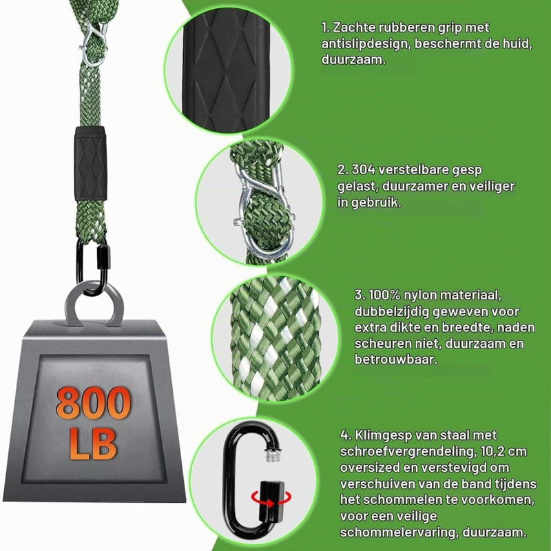Load image into Gallery viewer, Verstelbare schommelband 101 cm met karabijnhaak tot 363 kg – ophangriem – schommel accessoires - happygetfit.com
