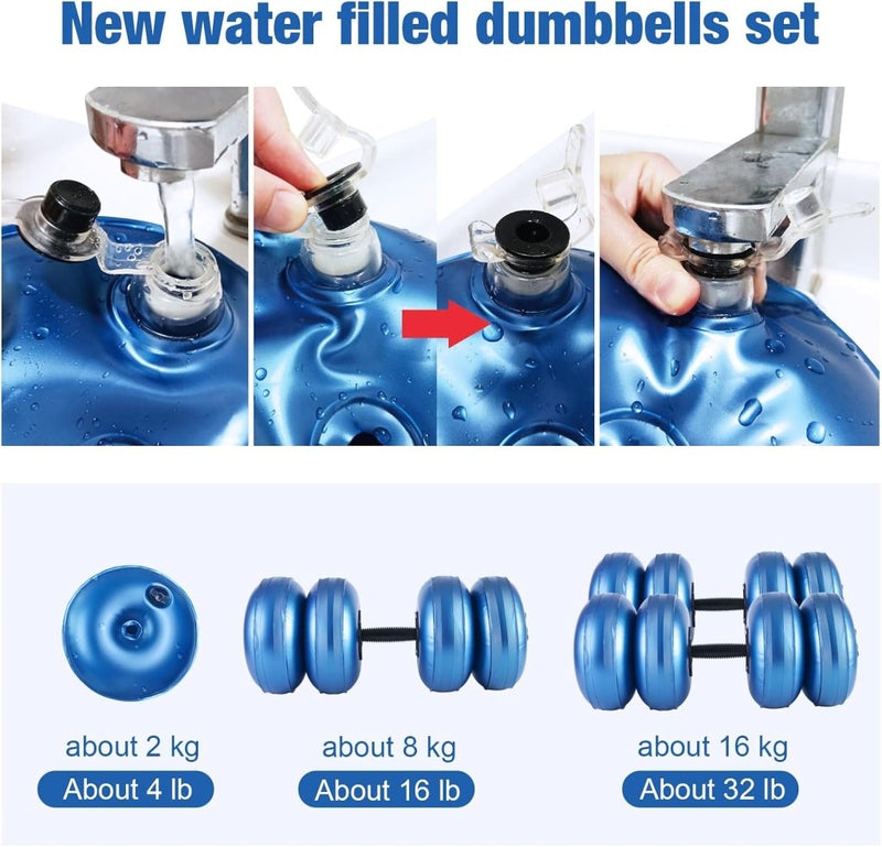 Laad afbeelding in Galerijviewer, Verstelbare water dumbbells set 2-in-1 zwart - happygetfit.com
