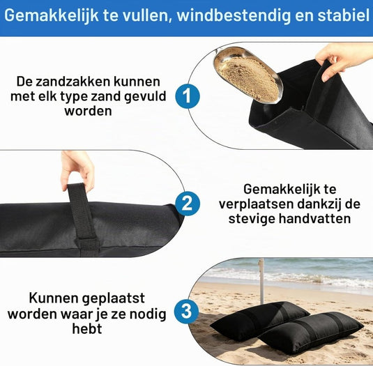 Verzwaringszakken 2 stuks 70 x 25 cm vulbaar tot 20 kg – zandzakken – outdoor gewichten - happygetfit.com