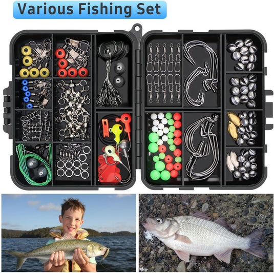 Vicloon 272 Stucks Stkvishaken Kit, Hengelaccessoireset, Jighaken, Bullet Bass Gooien Zinken Gewichten, Verschillende Vissen Wervels, Zinken Slides, Vislijn Kralen enz - happygetfit.com
