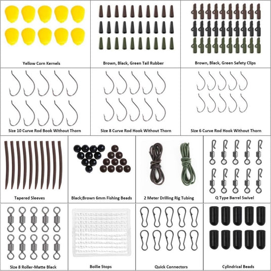 Vicloon 272 Stucks Stkvishaken Kit, Hengelaccessoireset, Jighaken, Bullet Bass Gooien Zinken Gewichten, Verschillende Vissen Wervels, Zinken Slides, Vislijn Kralen enz - happygetfit.com