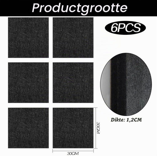 Vilten dartbord achterwand 6 stuks 30 x 30 cm met zelfklevende beschermpanelen – dartwandtegels – dartbordbescherming - happygetfit.com