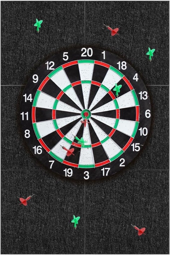 Charger l’image dans la visionneuse de galerie, Vilten dartbord achterwand 6 stuks 30 x 30 cm met zelfklevende beschermpanelen – dartwandtegels – dartbordbescherming - happygetfit.com
