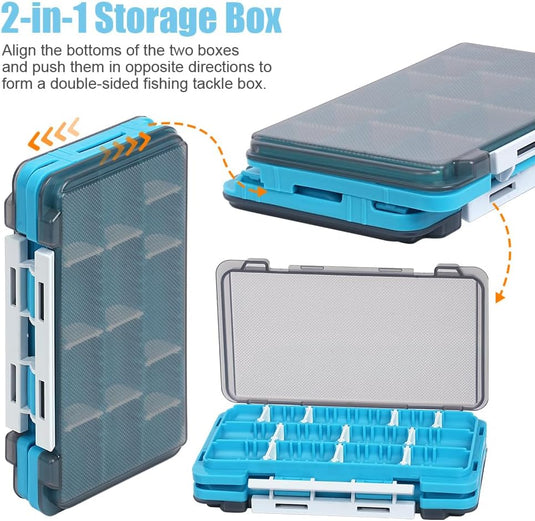 Visgerei opbergdozen 2 stuks 17,5 x 10,5 cm met verstelbare vakverdeling – tacklebox – kunstaas organizer - happygetfit.com