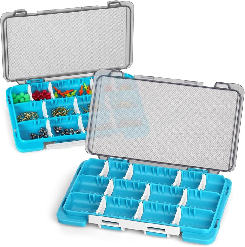 Laad afbeelding in Galerijviewer, Visgerei opbergdozen 2 stuks 17,5 x 10,5 cm met verstelbare vakverdeling – tacklebox – kunstaas organizer - happygetfit.com
