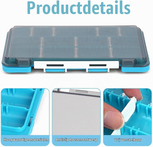 Visgerei opbergdozen 2 stuks 17,5 x 10,5 cm met verstelbare vakverdeling – tacklebox – kunstaas organizer - happygetfit.com