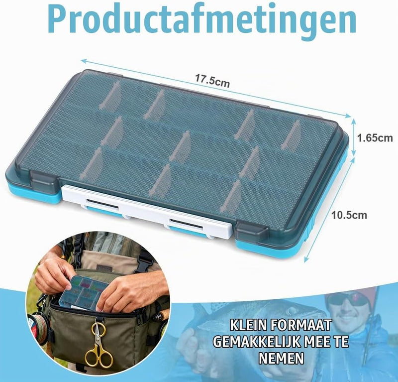 Laad afbeelding in Galerijviewer, Visgerei opbergdozen 2 stuks 17,5 x 10,5 cm met verstelbare vakverdeling – tacklebox – kunstaas organizer - happygetfit.com
