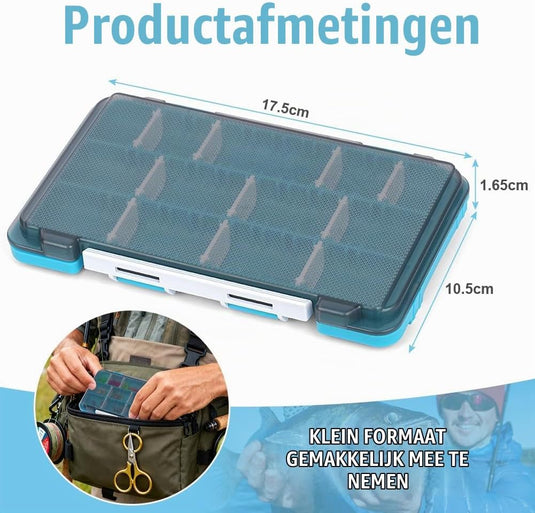 Visgerei opbergdozen 2 stuks 17,5 x 10,5 cm met verstelbare vakverdeling – tacklebox – kunstaas organizer - happygetfit.com