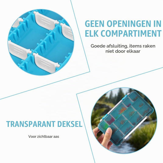 Visgerei opbergdozen 2 stuks 17,5 x 10,5 cm met verstelbare vakverdeling – tacklebox – kunstaas organizer - happygetfit.com