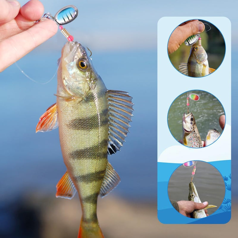 Bild im Galerie-Viewer laden, Visspinners 16 stuks 7,5 cm van metaal met reflecterende bladen en scherpe dreggen – forelspinners – roofvisaccessoires - happygetfit.com
