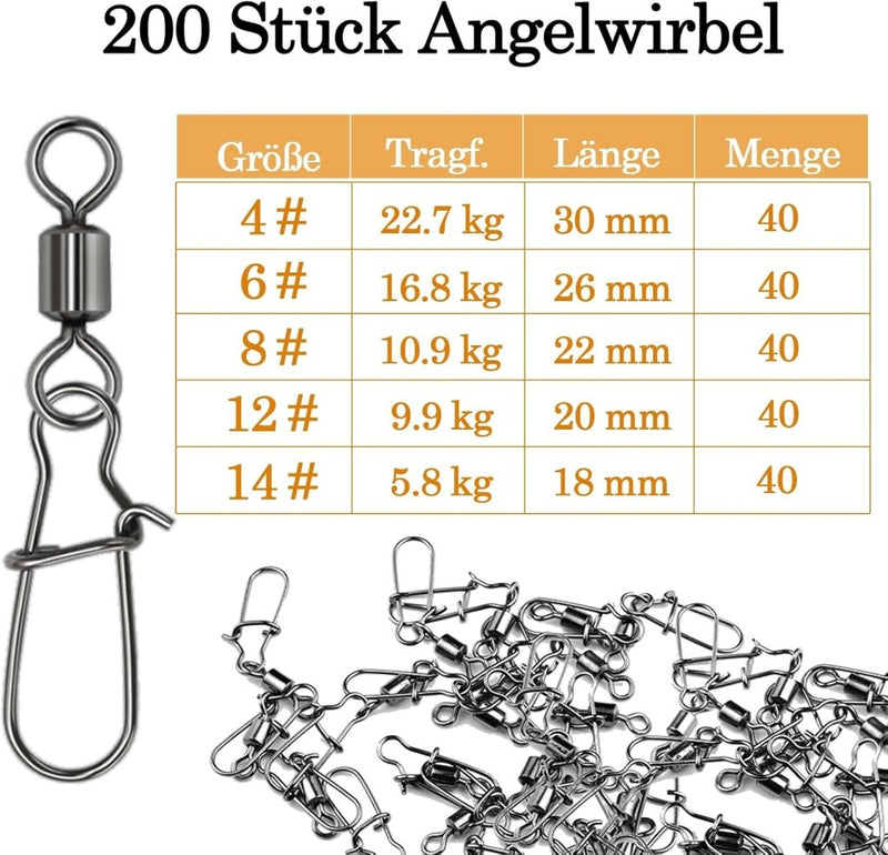 Laad afbeelding in Galerijviewer, Viswervels met karabijnhaak set van 200 stuks - happygetfit.com
