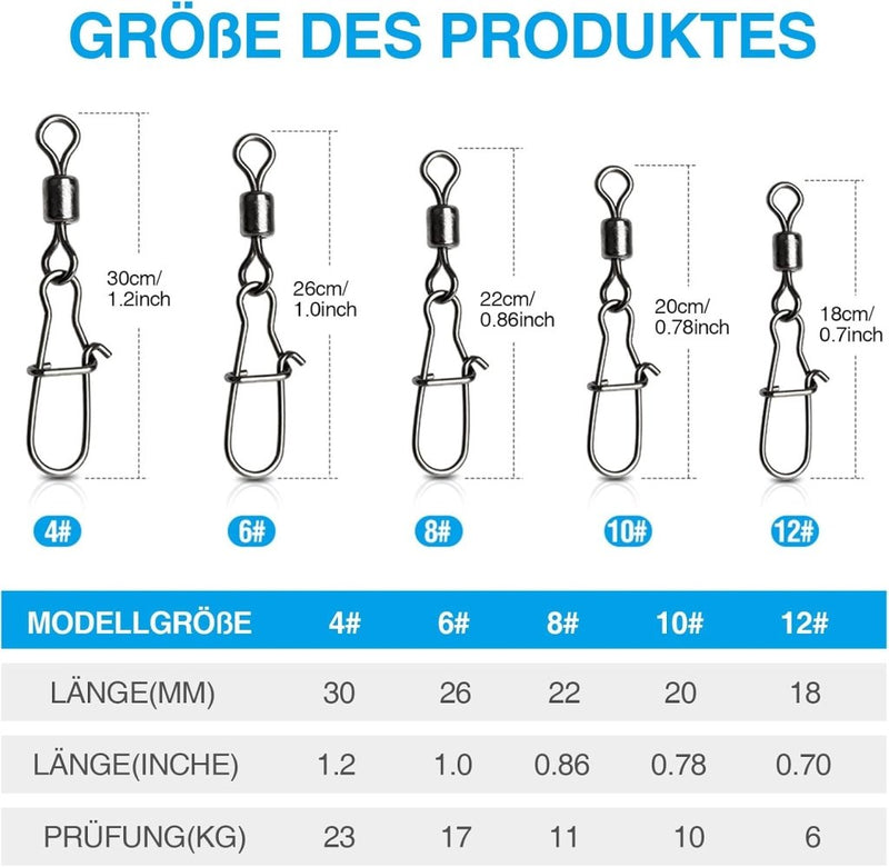 Laad afbeelding in Galerijviewer, Viswervels met karabijnhaak set van 200 stuks - happygetfit.com
