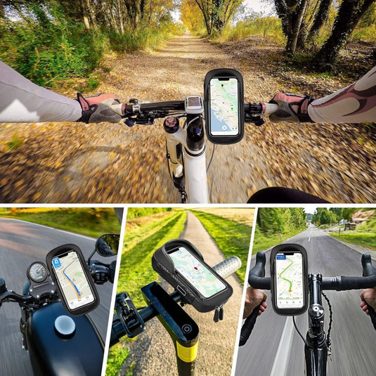 Vitalismo Fiets Telefoonhouder Waterdicht Fietsstuurtas - Fietshouder Smartphone Touchscreen Fietstelefoonhouder Stuurtas Fietstas Stuur 360° Rotatie Regenhoes Opslagruimte voor Telefoon tot 7 inch - happygetfit.com