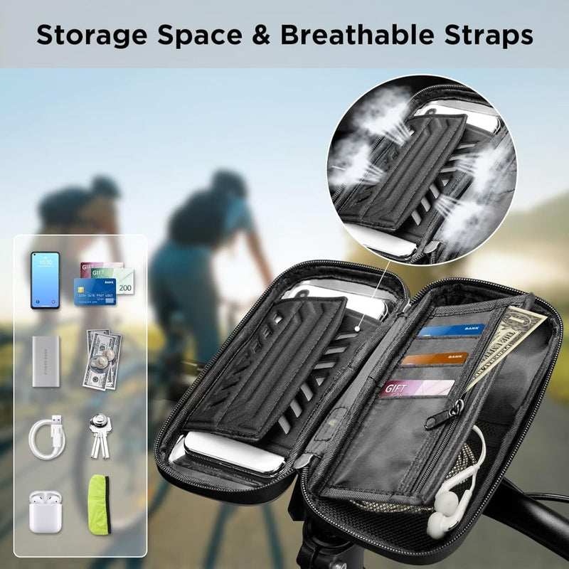 Load image into Gallery viewer, Vitalismo Fiets Telefoonhouder Waterdicht Fietsstuurtas - Fietshouder Smartphone Touchscreen Fietstelefoonhouder Stuurtas Fietstas Stuur 360° Rotatie Regenhoes Opslagruimte voor Telefoon tot 7 inch - happygetfit.com
