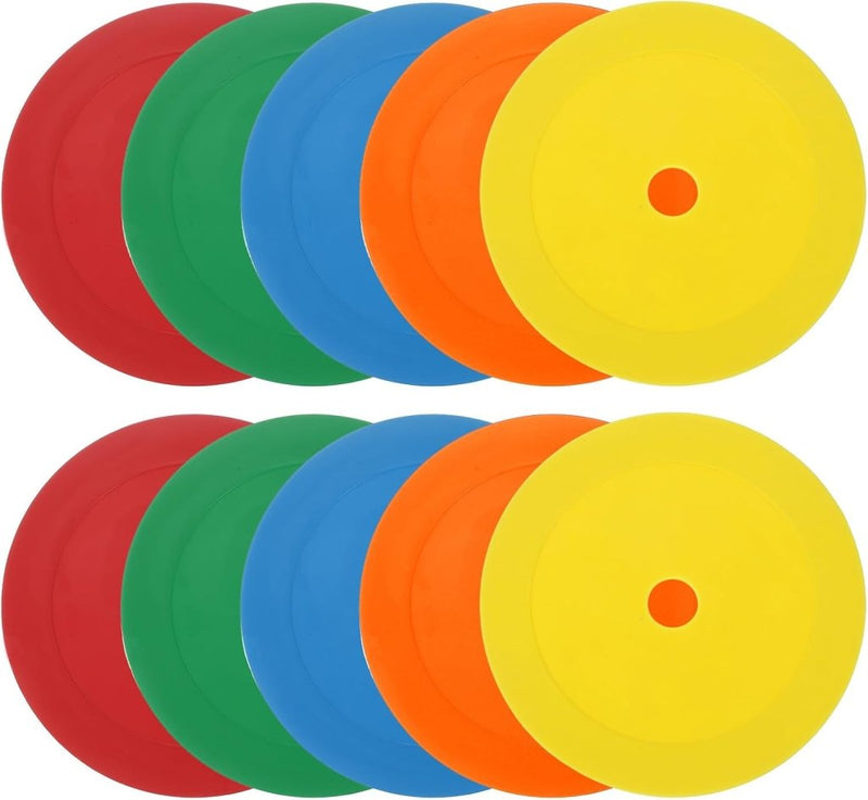 Load image into Gallery viewer, Vloermarkers 10 stuks 15,5 cm antislip wit – platte trainingskegels – voetbal basketbal accessoires - happygetfit.com
