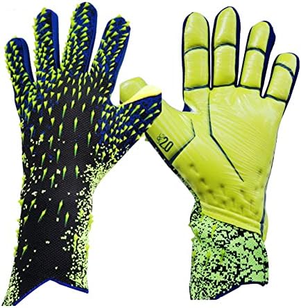 Laad afbeelding in Galerijviewer, De &quot;De ultieme keepershandschoenen voor topprestaties! ⚽️&quot; in geel en zwart hebben getextureerde spikes op de rug en gladde handpalmen voor uitstekende grip.
