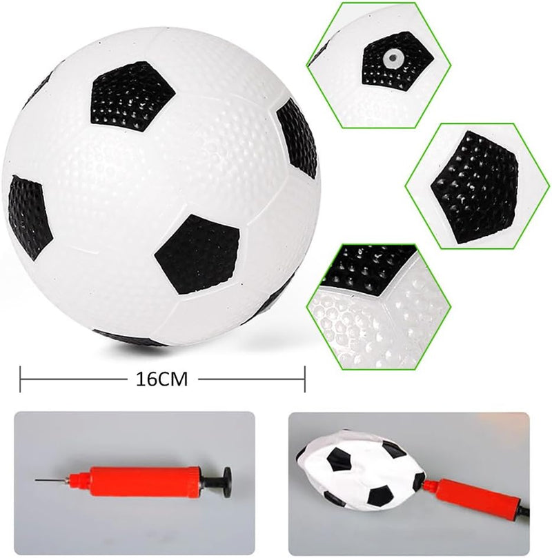 Laad afbeelding in Galerijviewer, Het perfecte kindervoetbaldoel is een 16cm zwart-witte voetbal, ideaal voor kinderen om voetbal te oefenen. Inclusief speelplezier met texture close-ups en een aparte rode luchtpomp bevestigd aan de leeggelopen bal.

