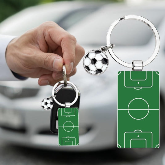Voetbal sleutelhanger met metalen hanger - happygetfit.com