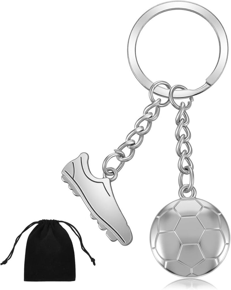 Chargez l'image dans la visionneuse de la galerie, Voetbal sleutelhanger met schoen en bal zilver - happygetfit.com
