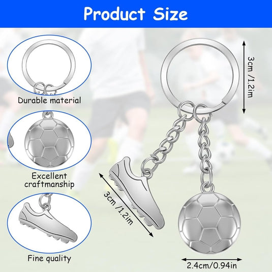 Voetbal sleutelhanger met schoen en bal zilver - happygetfit.com