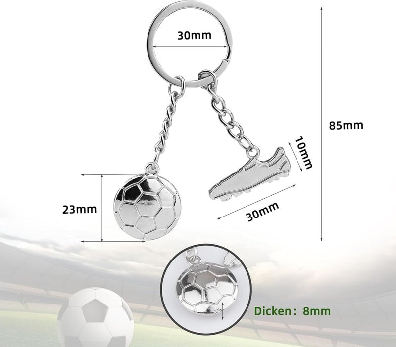 Laden Sie das Bild in Galerie -Viewer, Voetbal sleutelhangers set van 4 zilver - happygetfit.com
