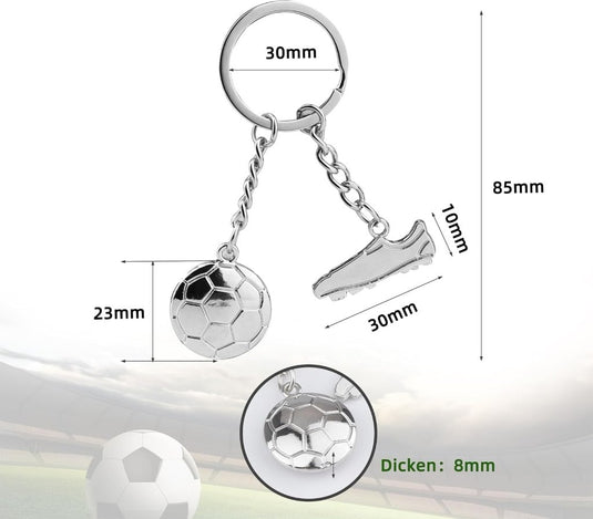 Voetbal sleutelhangers set van 4 zilver - happygetfit.com