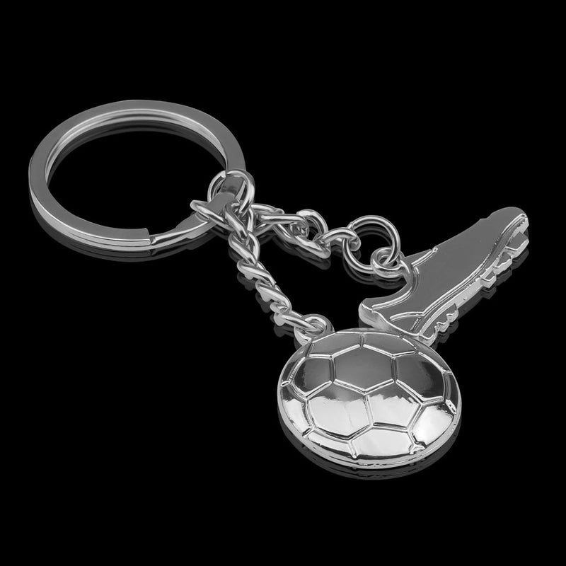 Laden Sie das Bild in Galerie -Viewer, Voetbal sleutelhangers set van 4 zilver - happygetfit.com
