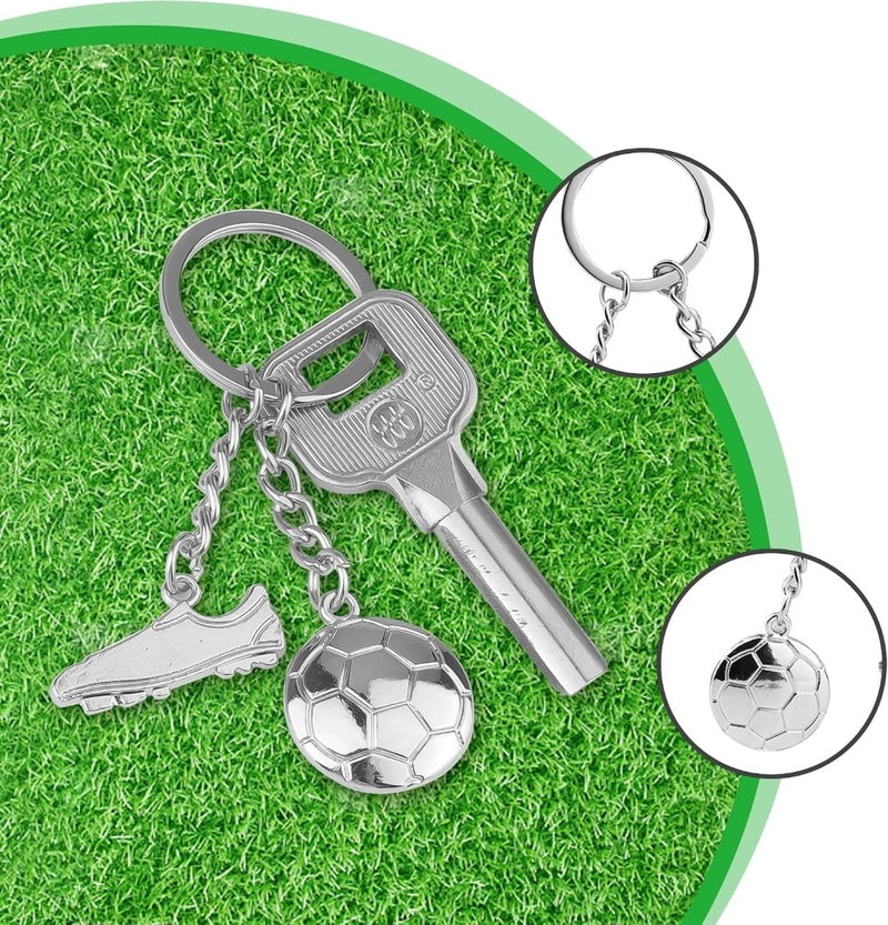 Laden Sie das Bild in Galerie -Viewer, Voetbal sleutelhangers set van 4 zilver - happygetfit.com

