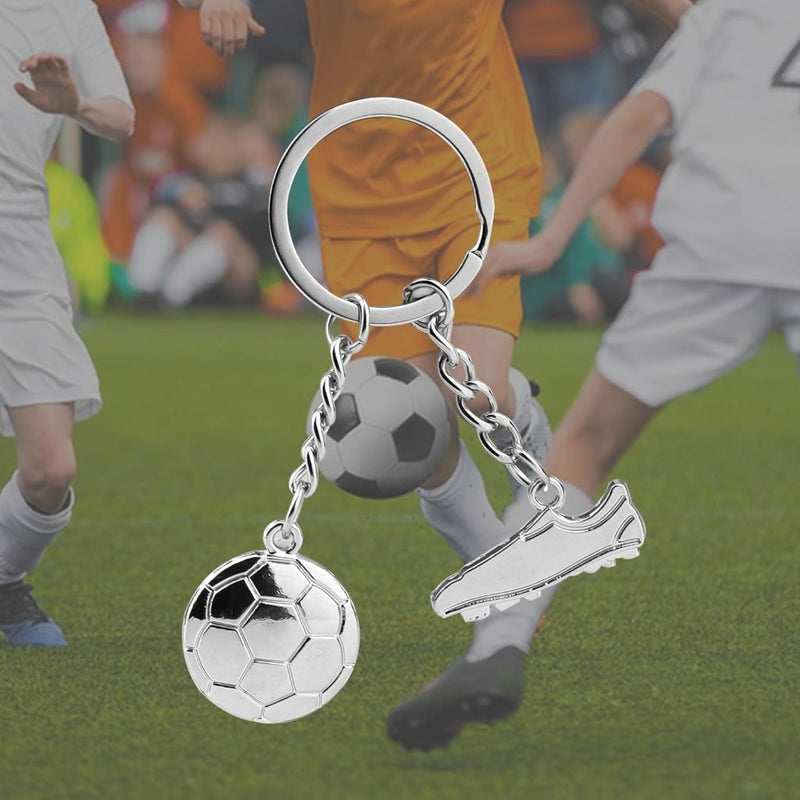 Laden Sie das Bild in Galerie -Viewer, Voetbal sleutelhangers set van 4 zilver - happygetfit.com
