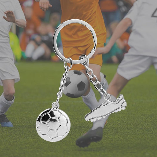 Voetbal sleutelhangers set van 4 zilver - happygetfit.com