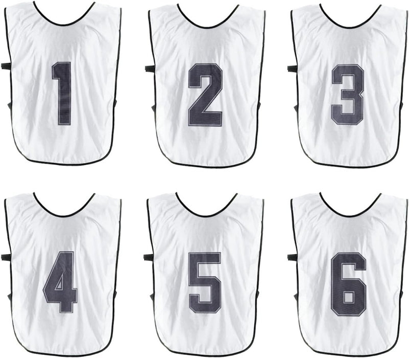 Laden Sie das Bild in Galerie -Viewer, Voetbal trainingshesjes 6 stuks genummerd 1 tot 6 voor volwassenen – teamvesten – sporthesjes - happygetfit.com
