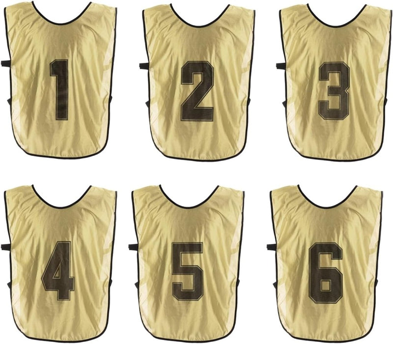 Laden Sie das Bild in Galerie -Viewer, Voetbal trainingshesjes 6 stuks genummerd 1 tot 6 voor volwassenen – teamvesten – sporthesjes - happygetfit.com
