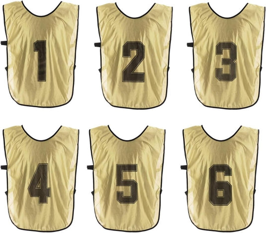 Voetbal trainingshesjes 6 stuks genummerd 1 tot 6 voor volwassenen – teamvesten – sporthesjes - happygetfit.com