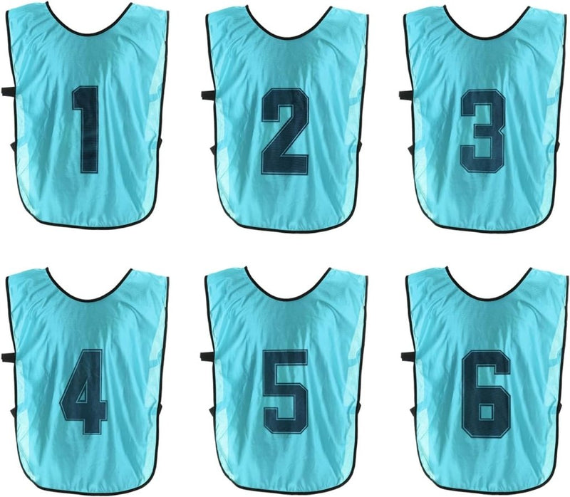 Laden Sie das Bild in Galerie -Viewer, Voetbal trainingshesjes 6 stuks genummerd 1 tot 6 voor volwassenen – teamvesten – sporthesjes - happygetfit.com

