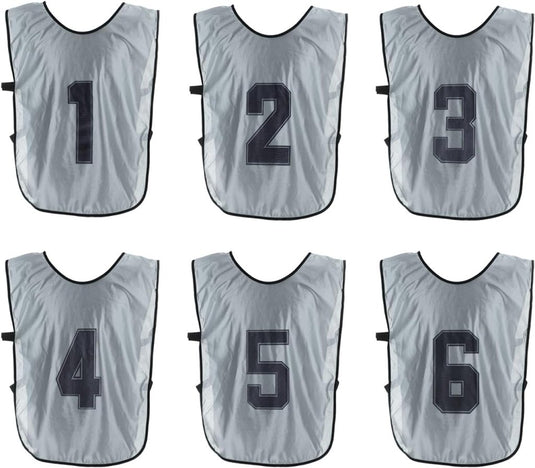 Voetbal trainingshesjes 6 stuks genummerd 1 tot 6 voor volwassenen – teamvesten – sporthesjes - happygetfit.com