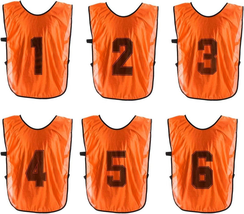 Laden Sie das Bild in Galerie -Viewer, Voetbal trainingshesjes 6 stuks genummerd 1 tot 6 voor volwassenen – teamvesten – sporthesjes - happygetfit.com

