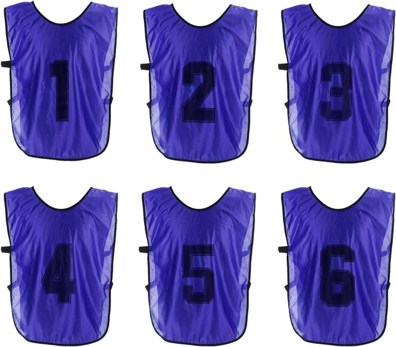 Laden Sie das Bild in Galerie -Viewer, Voetbal trainingshesjes 6 stuks genummerd 1 tot 6 voor volwassenen – teamvesten – sporthesjes - happygetfit.com
