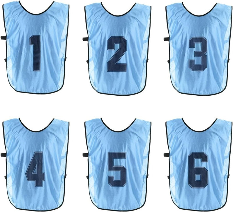 Laden Sie das Bild in Galerie -Viewer, Voetbal trainingshesjes 6 stuks genummerd 1 tot 6 voor volwassenen – teamvesten – sporthesjes - happygetfit.com
