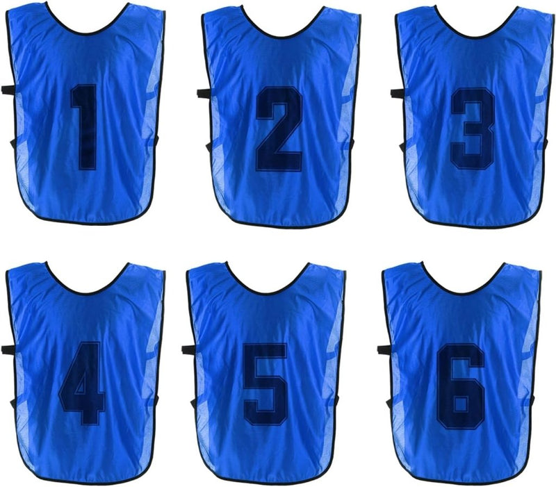 Laden Sie das Bild in Galerie -Viewer, Voetbal trainingshesjes 6 stuks genummerd 1 tot 6 voor volwassenen – teamvesten – sporthesjes - happygetfit.com
