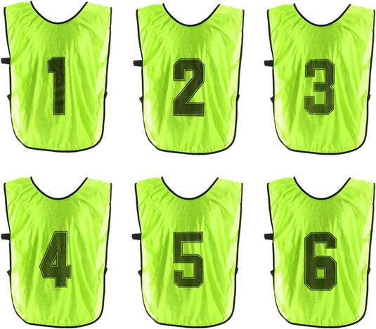 Voetbal trainingshesjes 6 stuks genummerd 1 tot 6 voor volwassenen – teamvesten – sporthesjes - happygetfit.com