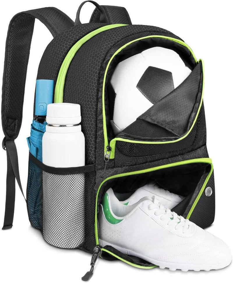 Chargez l'image dans la visionneuse de la galerie, Voetbalrugzak zwart met bal- en schoenenvak - happygetfit.com
