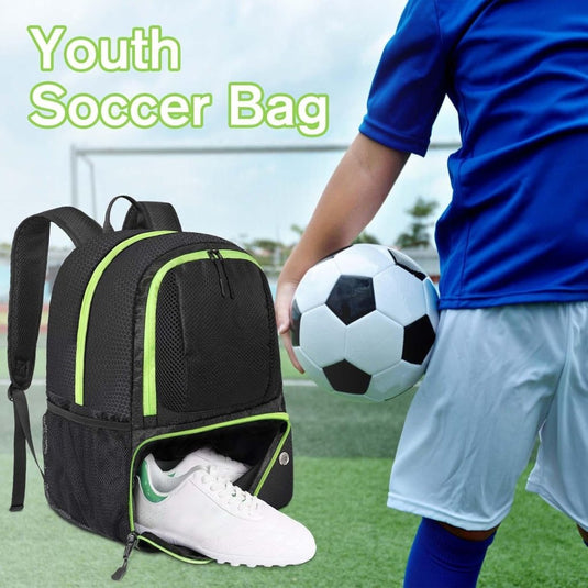 Voetbalrugzak zwart met bal- en schoenenvak - happygetfit.com