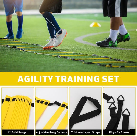 Voetbaltrainingsset met coördinatieladder en accessoires - happygetfit.com