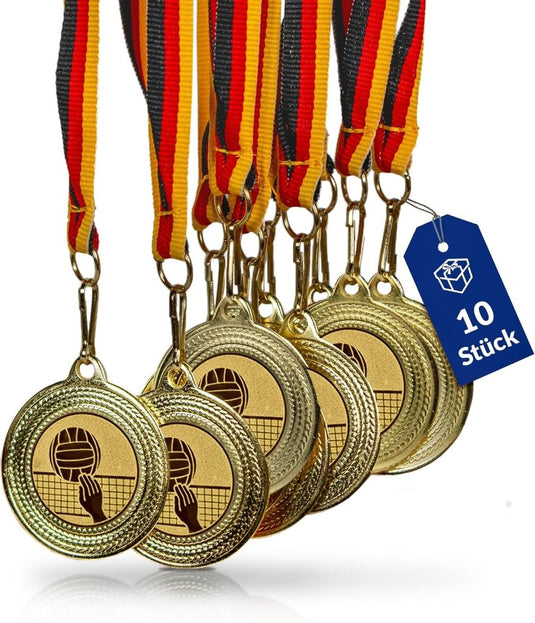 Volleybal medailles set van 10 stuks met lint - happygetfit.com