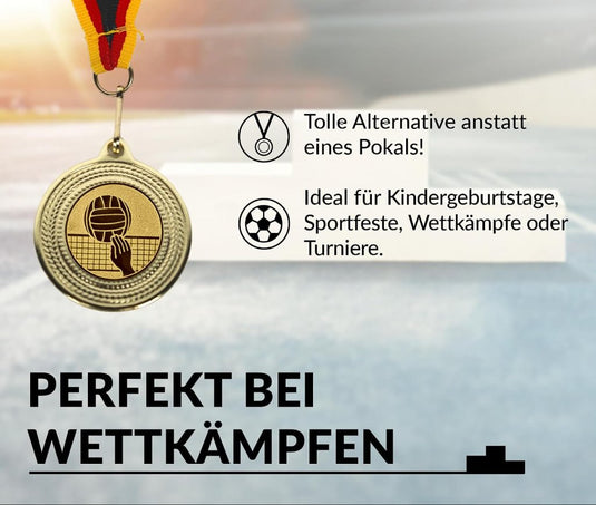 Volleybal medailles set van 10 stuks met lint - happygetfit.com