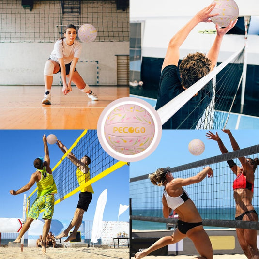 Volleyball Size 5 PU Leather Soft Indoor Outdoor Volleyballs Sports Training Game Play Ball for Beginner, Teenager, Adult, 8.2 - happygetfit.com