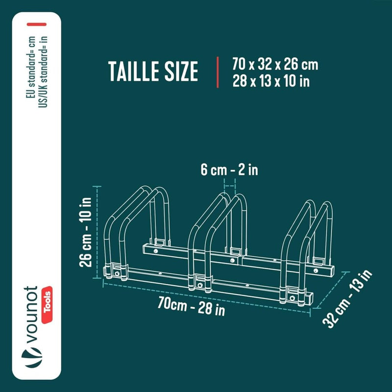 Load image into Gallery viewer, VOUNOT 3 Bike Stand Floor or Wall mounted bike rack for garage Bicycle Parking rack Cycle Storage Locking Stand - happygetfit.com
