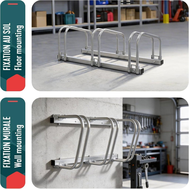 Load image into Gallery viewer, VOUNOT 3 Bike Stand Floor or Wall mounted bike rack for garage Bicycle Parking rack Cycle Storage Locking Stand - happygetfit.com
